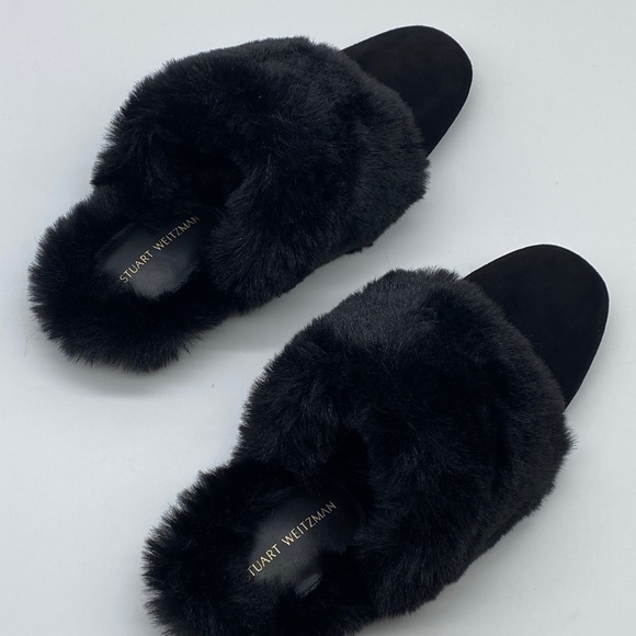 Stuart Weitzman Edie Chill Faux Fur Trimmed Mule - Picture 3 of 9